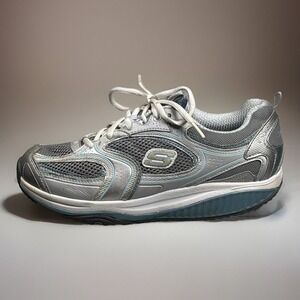 Skechers Shape Ups Sneaker 8.5 Silver Blue‎ Toning Walking Shoes 12320 Retro